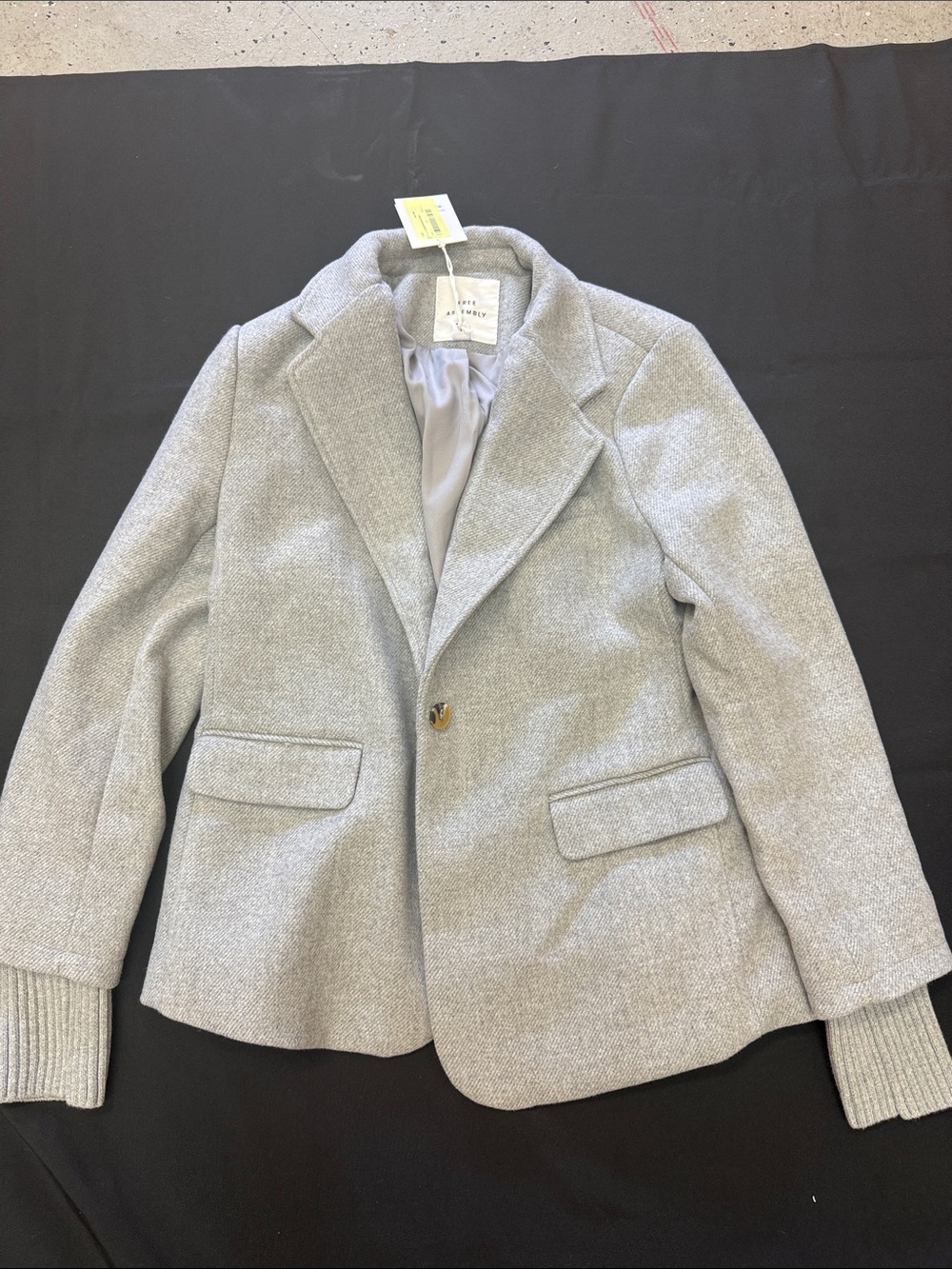NWT Free Assembly women’s Gray Blazer size Large (12-14) ribbed cuffs wool blend